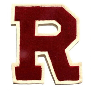 Vtg Large Varsity Letterman's Embroidered Cardigan Patch "R" Red & White